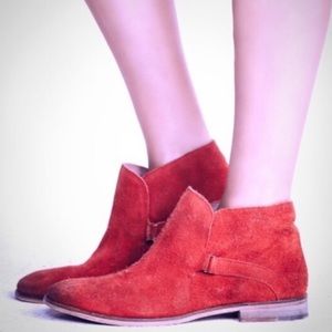 Free People Summit Red Suede Ankle Bootie